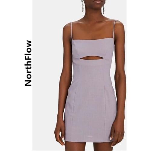 Northflow Women Dress Solid Hollow Out Spaghetti Strap Mini Sexy De Fiesta Party Dress Vestidos Robe Femme