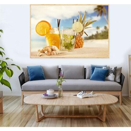 Kitchen Canvas Art Decor Summer Drink Apple Lemon Furit Juice Poster Nordic Food Painting Wall Pictures for Living Room Decor