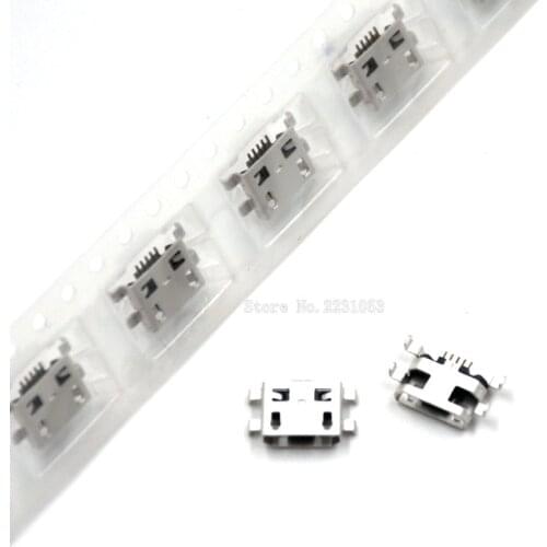 20PCS Micro USB Connector 5pin heavy plate 0.8mm B type no side Female Jack For Mobile Mini USB repair mobile tablet Tail plug