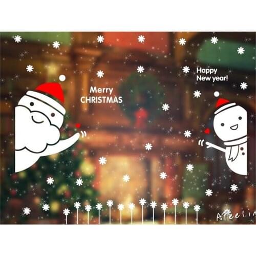 Christmas old people snowflake festival Atmosphere decoration Store shop office door decoration sticker window sticker