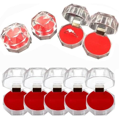 5 Pcs Hot Sale Jewelry Packaging Box Ring Earring Cases Acrylic Transparent Wedding Packaging Woman Jewelry Box Cheap Wholesale