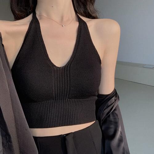 Women Corset Tops Knitted Vest Summer Candy Color Crop-Top Spaghetti-Strap Top Tube Top Tank Camis Crop Top For Women