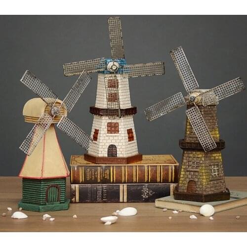 Vintage Decorations Resin Windmill Model Home Living Room Office Decoration Coin Bank