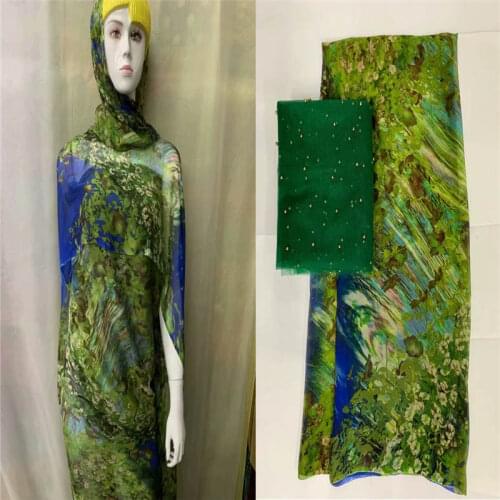 High Quality African Silk Chiffon Printed Fabric 5+2 Yards For Ladies To Wear Soft And Comfortable Printed Silk Fabric! LXF1155