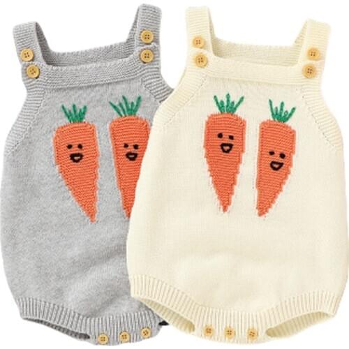 Toddler Infant Funny Onsie Fall Spring Outerwear Clothes 2020 Newborn Baby Bodysuits Cute Carrot Pattern Girl Boy Knit Jumpsuits