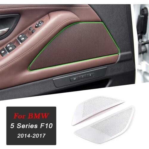 LHD Aluminum Alloy Car Interior Door Speaker protection Net For BMW 5 Series F10 2014-2017 Car Accessories Decorative Cover Trim