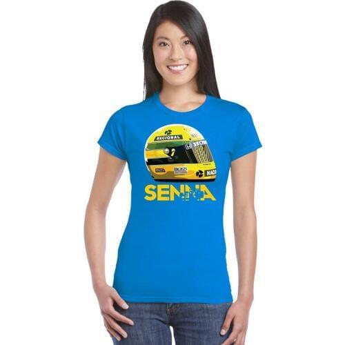 Womens T-shirt Car Racing World Champion Legend woman Tshirt gyms Workout t shirt Tee Ayrton Senna Helmet jumbo size topshirt