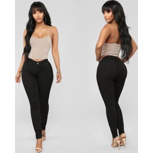 Women Elegant Skinny Jeans High-Waisted Long Pencil Pants Office Lady Fashion Streewear Trousers Girl Jeans 2020