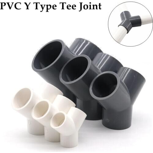 1pc PVC Tee Connector Water Supply Tube Joint Y Inclined Three-way Three-fork Pipe Fittings Plastic Aquarium Water Pipe Fittings