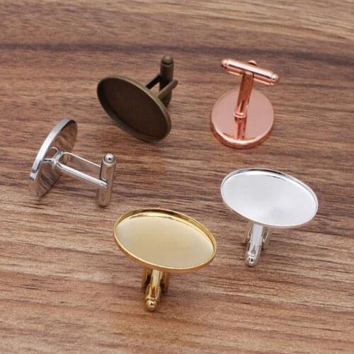 100pcs into 18x25mm oval tray bezel blank cufflink settings cabochon base French cufflinks shirt accessories
