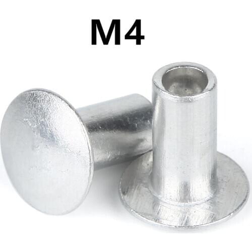 200PCS M4x6/8/10/12/16mm GB873 Aluminum Round Flat Button Truss Head Half Semi Hollow Rivet Diameter