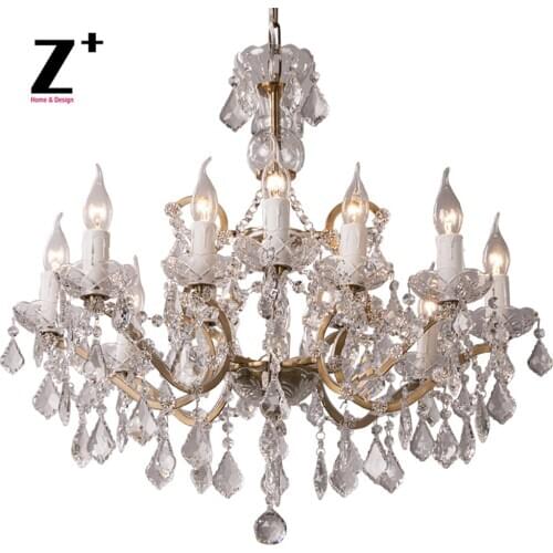 2020 New Vintage Crystal Rococo Palace Chandelier Golden Finish White Candle holeder Free Shipping