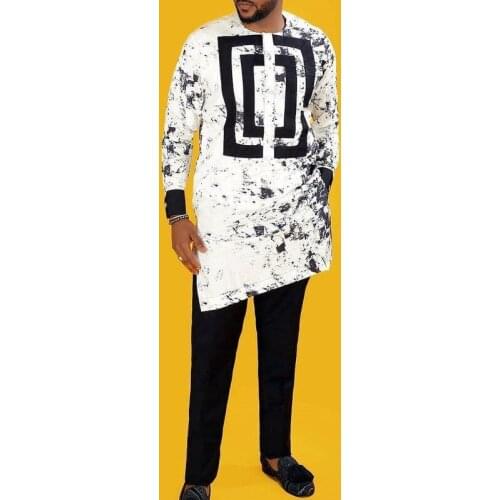 African Dashiki Long Top Mens print Shirt Hippie Men Fashion Muslim Clothes 2021 Summer Man Casual Shirts Plus Size White M-4XL