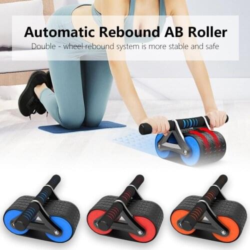 Automatic Rebound Double-wheel Abdominal Wheel Rollers AB Roller Trainer Workout Muscle Exercise Equipment Home Fitness Training