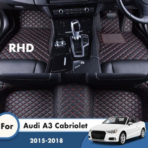 RHD Custom Car Floor Mats For Audi A3 Cabriolet 2018 2017 2016 2015 Auto Interiors Accessories Pad Heel Foot Mat Pedal Carpets