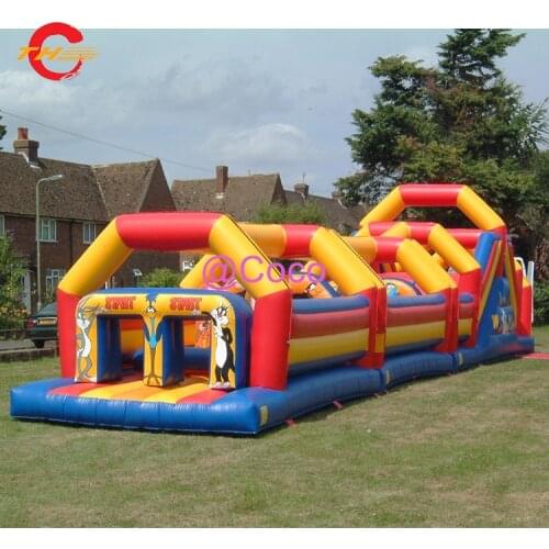 Free ship to sea port, 15*3*5m big interactive challenge inflatable obstacle course type kids bounce slide