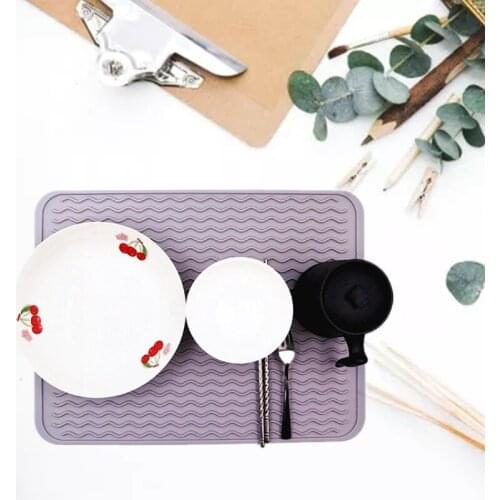 T84E Large Multifunctional Silicone Dry Mat Heat Insulation Pot Holder Dish Cups Draining Pad Table Placemat Kitchen Supplies