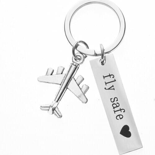 2020 Fly-Safe-Plane Keychain For Couples keyring Women Men Boyfriend Husband Pilot Flight Attendant Gift Airplane Key Fob