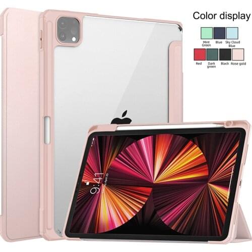 Ultra Slim Tri Folding PU Leather Case with Pencil Slot for iPad Air 4 Flip Cover for iPad Pro 11 2021 2020 2018 Auto Sleep Wak
