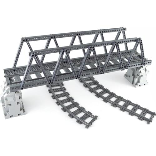 MOC Parts Building Blocks City Viaduct for Trains Bridge with Tracks and Rock Panel Creator DIY Bricks Educational Toy for kid