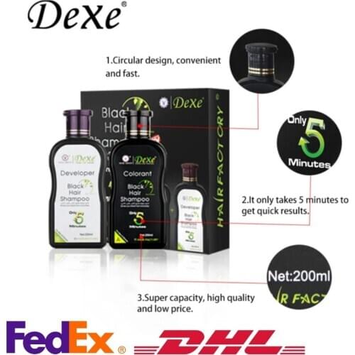 200ml X2 Economic Set Dexe Black Hair Shampoo Only 5 Minutes Hair Color Hair Dye , Fast Delivery