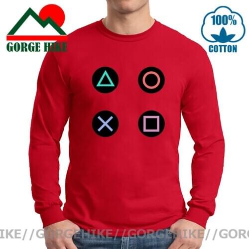 GorgeHike 70s Clothing Play Station Controller Buttons T shirts Youth Long Sleeve PS Logo T-shirt PS1 PS2 PS3 PS4 PS5 Gamer Tees
