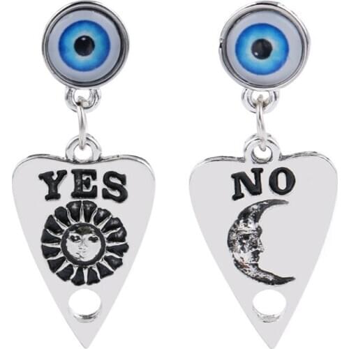 Gothic God of Eyes Ouija Planchette Drop Earrings Witchcraft Board Sun Moon Yes No Heart Drop Earrings Fashion Jewelry