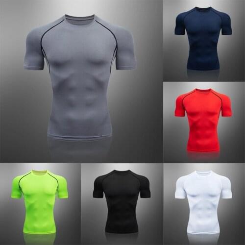MMA Compression Running T-Shirt Short Sleeve Men Summer Training Clothing Quick Dry Breathable Stretch T-Shirt Tight Top Sports