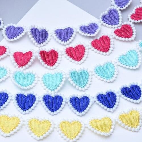 20y 2.5cm Embroidery Heart Lace Trim for Baby Girls Clothes Dress Decorations DIY Hair Valentines Day Accessories