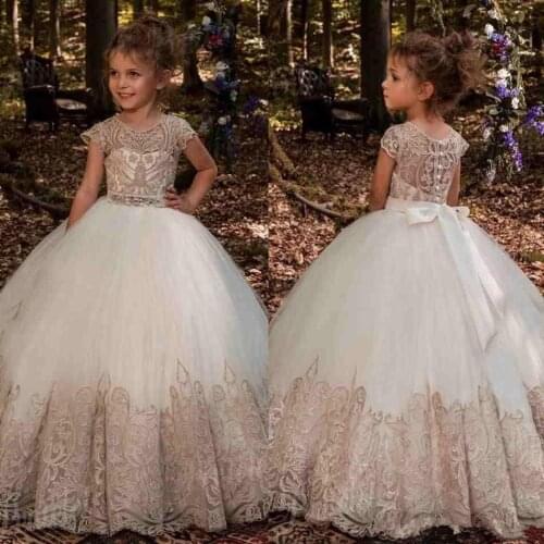 Lace Flower Girls Dresses For Wedding First Communion Dresses Party Prom Princess Gown Pageant Dresses