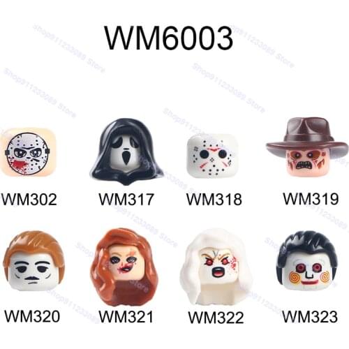 8pcs/lot Jason Goes to Hell Voorhees Scream Killer Freddy Krueger Saw Building Blocks Bricks Dolls Action Figures Toys Children
