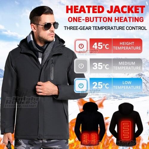 Winter Heated Jacket Mens Jacket Heated Vest USB Thermal Outerwear Warm Jacket Naturehike Hunting Ski Windproof Clothing Man