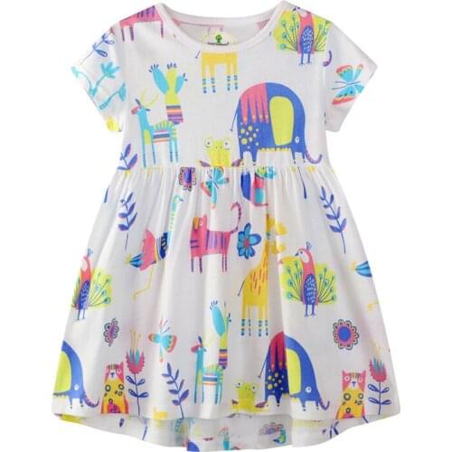 27kids Girls Summer Toddler Clothes Colorful Graffiti Pattern Skirt Casual Cotton Baby Sleveless Dress for 2-7 Years