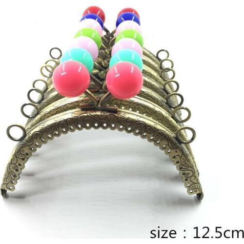 Cute colorful kiss metal clasp pearl ball design DIY girl coin bag purse frame 10pcs/lot 12.5cm
