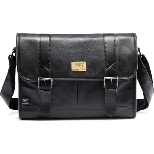 Luxury Brand Men Crossbody Bags Teeny Leather Vintage Shoulder Bag For IPAD Casual Messenger Bags Black Business Male Briefcase