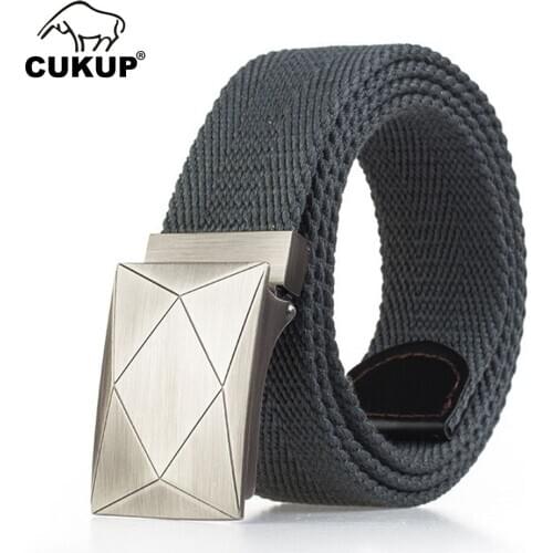 CUKUP Name Design Quality Canvas Belts Uniqu Rift Line Automatic Buckle Male Fashion Waistbands Belt for Men Accessories CBCK199
