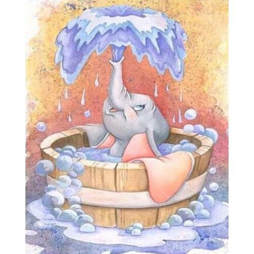 Diy Square/Round Drill Diamond Painting Cross Stitch Mosaics Full Cover Embroidery Disney Bathing Dumbo Diamond Embroidery