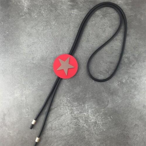 New Pentagram Metal Star Charm Silver Tone Punk Pendant Black Rubber Cord Long Necklace