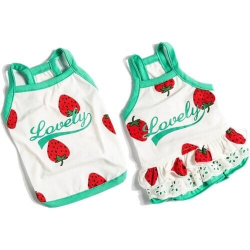 Pet Dog Clothes Spring Pet Shirt Clothing For Small Medium Dogs Costume Strawberry Puppy Pet Clothes Couple Dog Costume Dress