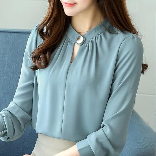 Long Sleeve Office Blouse For Women Blusas Mujer De Moda 2021 Blouse Women Chiffon Blouse Shirt Women Blouses Shirts Tops A193