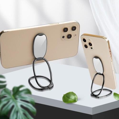 Oval Shape Foldable Mobile Phone Holder Ring Buckle Retractable Desktop Mobile Phone Desk Holder SMetal Mobile Phone Holder