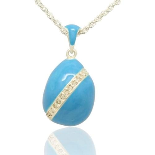 Suitable for European luxury brand necklace light blue enamel hand-made resurrection egg pendant necklace, holiday gift