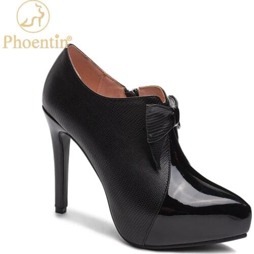 Phoentin black high-heeled womens shoes deep mouth 2020 platform graduation shoes for women zipper stiletto pumps apricot FT903
