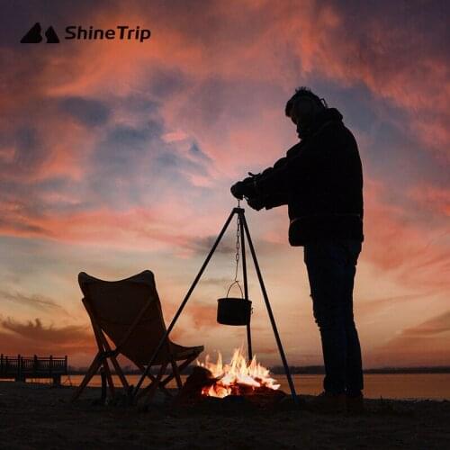 Mountain fun outdoor camping aluminum alloy portable firework tripod picnic hanging pot tripod camping barbecue bonfire rack