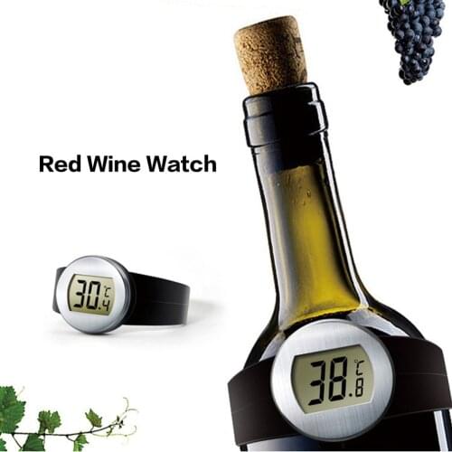 Digital LCD Red Wine Bottle Thermometer Electronic Wine Temperature Meter Watch Auto Bottle Thermometer Wine Tools TM-5