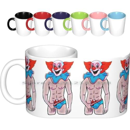 Sexy Bozo Ceramic Mugs Coffee Cups Milk Tea Mug Bozo Clown Sexy Clown Face Abs Six Pack Clown Nose Funny Hipster Circus
