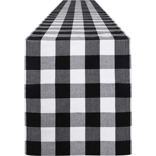 Checkered Tablecloth Cotton Black and White Plaid Fashion Design, Suitable for Family Dinner Christmas Birthday Party Table Home