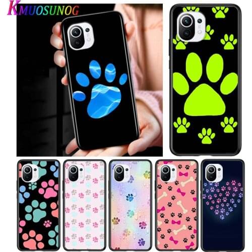 Dog foot Paw for Xiaomi Mi 11 10T Note 10 Ultra 5G 9 9T SE 8 A3 A2 A1 6X Pro Play F1 Lite 5G Black Phone Case