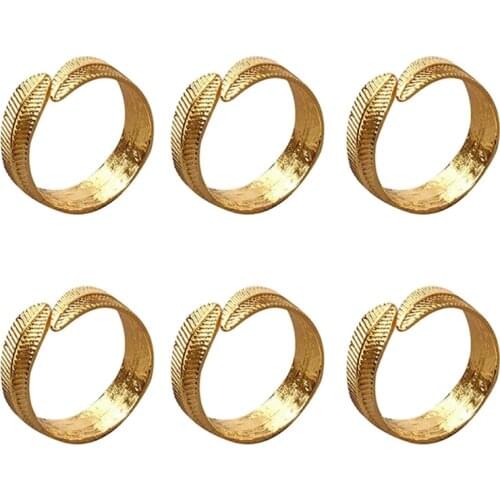 6Pcs Alloy Leaf Modern Meal Buckle Cloth Ring Hotel Model Room Napkin Buckle Restaurant Creative Tableware