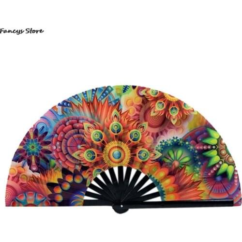 Steampunk Colorful Fan Cosplay Electric Sound Decoration Fan Peacock Tail Star Dye Cat Painting Fan Ornaments European American